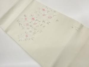 作家物　塩瀬手描き桜模様名古屋帯